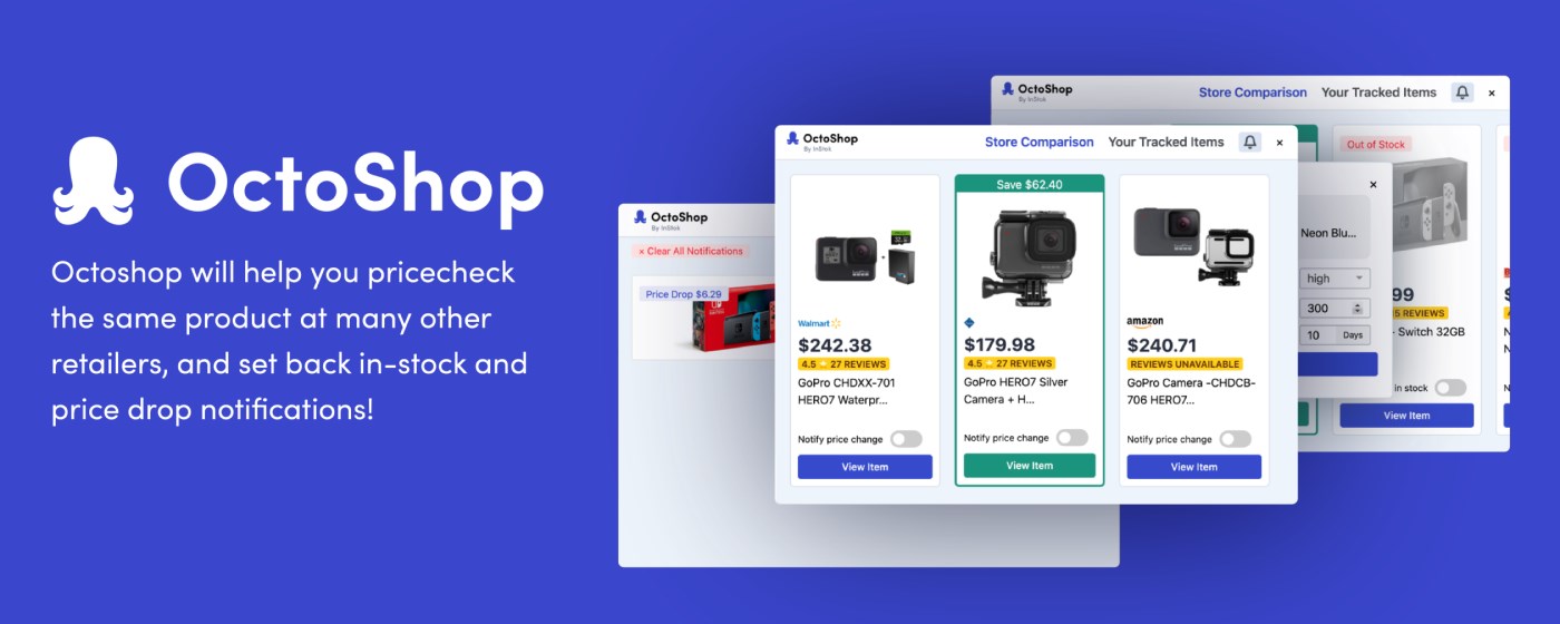 Octoshop: Price compare, cashback, alerts marquee promo image