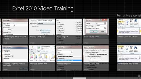 Video Training Excel 2010 screenshot 3