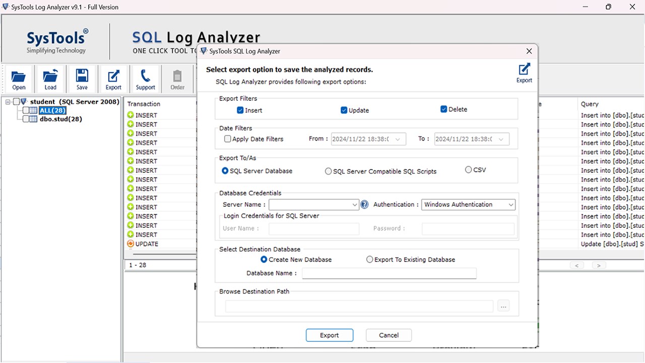 Snapshot 4 of SysTools SQL Log Analyzer