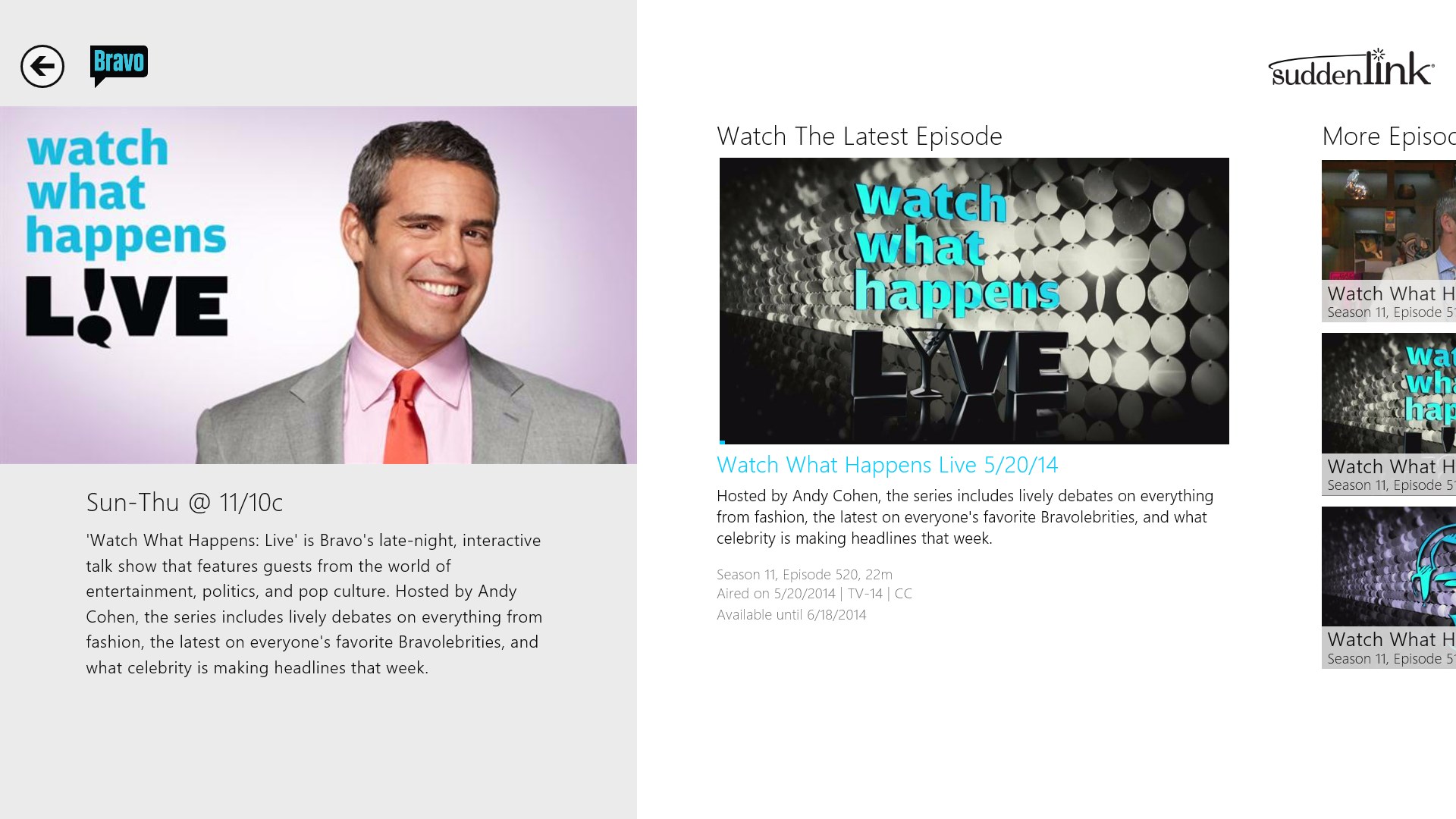 Screenshot: Show Details Page