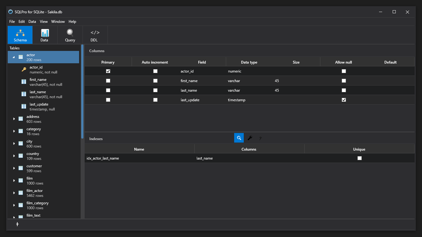 SQLite Client screenshot
