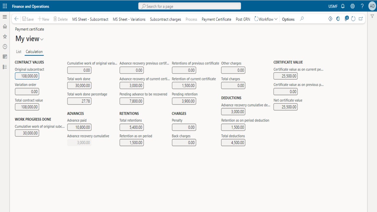 Snapshot 3 of iSubcon - Intertec Subcontract for Projects on Dynamics 365 Finance and Operations