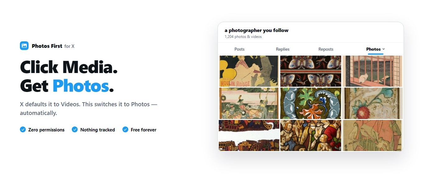 Photos First - Media Tab Fix for X (Twitter)