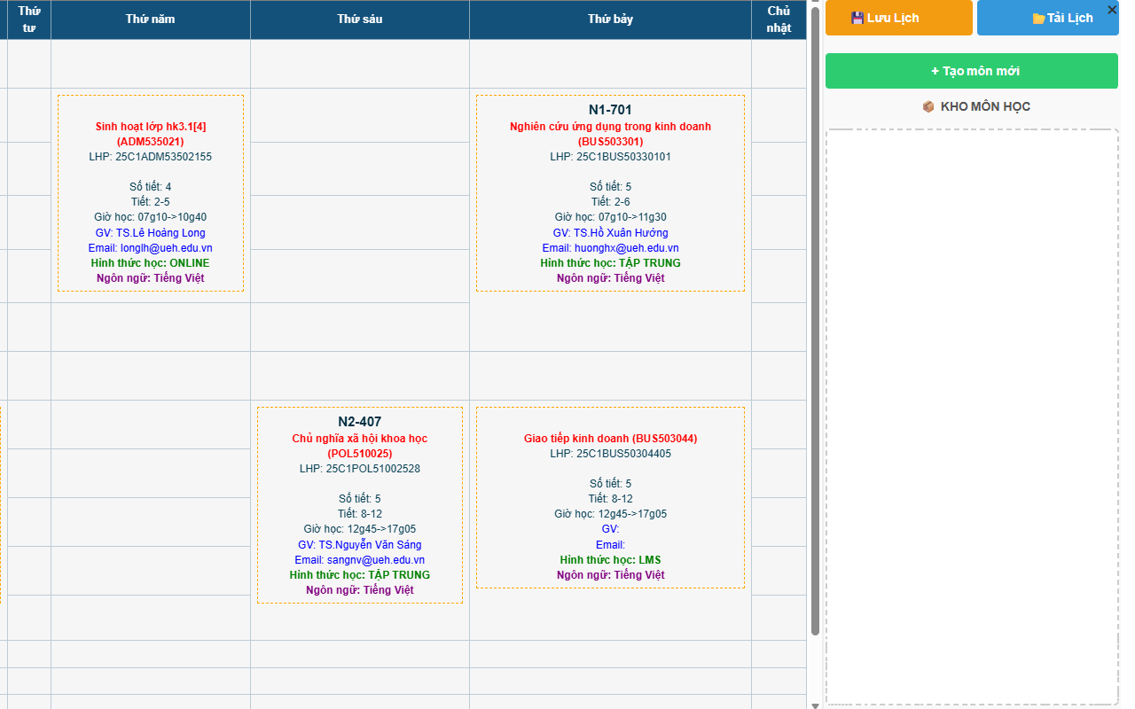 UEH Schedule Faker