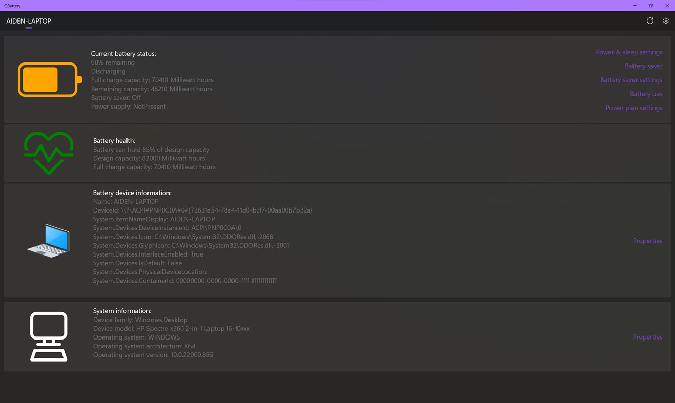 #6. QBattery (Windows) Által: Quinn's Computing