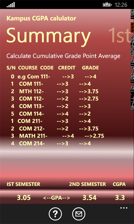 #7. kampus CGPA Calculator (Windows) By: CyberIBM Corporation