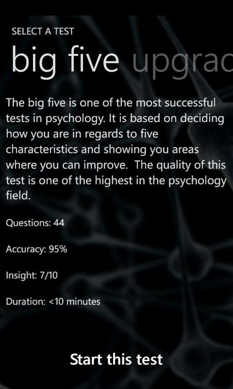 Personality Test Screenshots 2