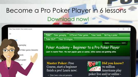 Poker Texas Holdem Free Course - become a poker master in 6 lessons screenshot 1
