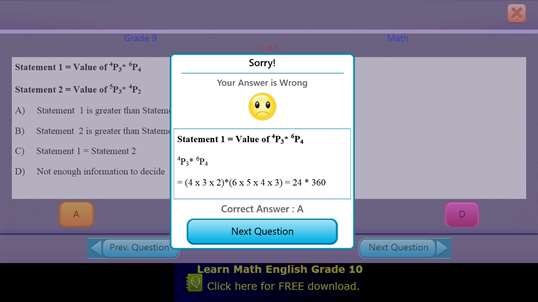 QVprep Lite Math English Grade 9 screenshot 4
