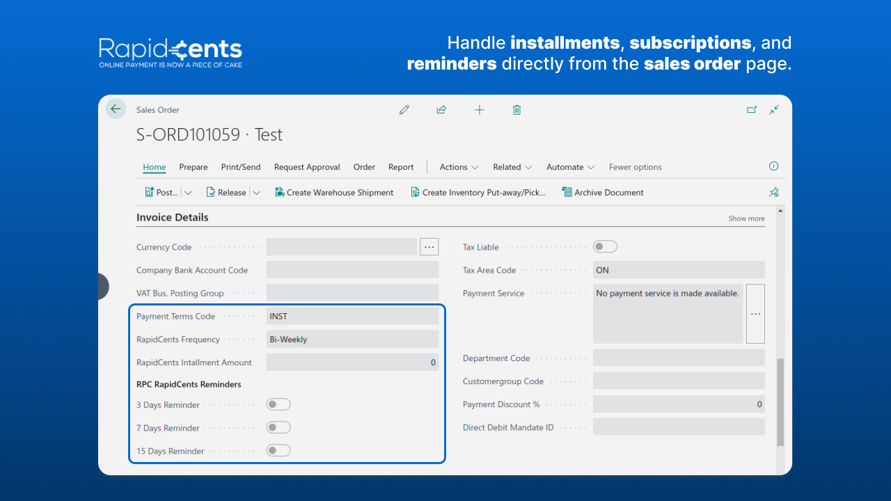 Snapshot 3 of Rapidcents in Dynamics 365