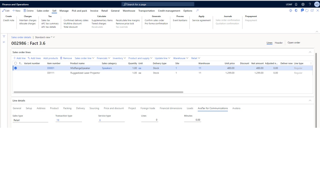 Snapshot 3 of Avalara for Communications for Dynamics 365 Finance