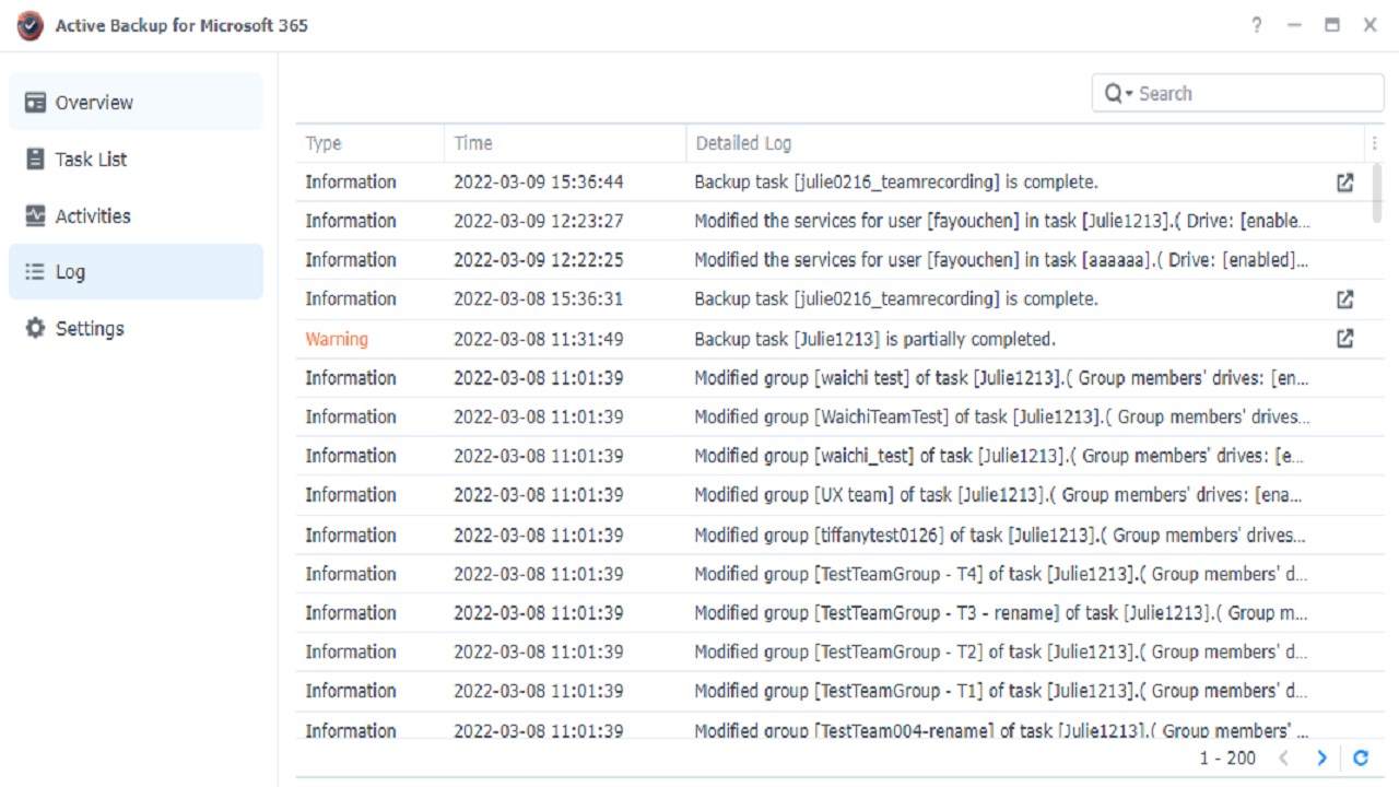 Snapshot 8 of Synology Active Backup for Microsoft 365