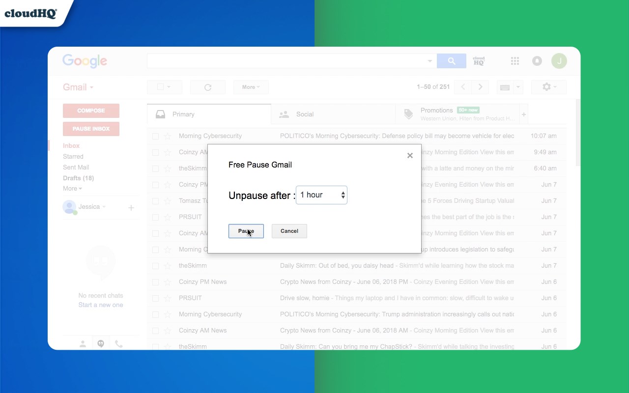 Pause Gmail by cloudHQ