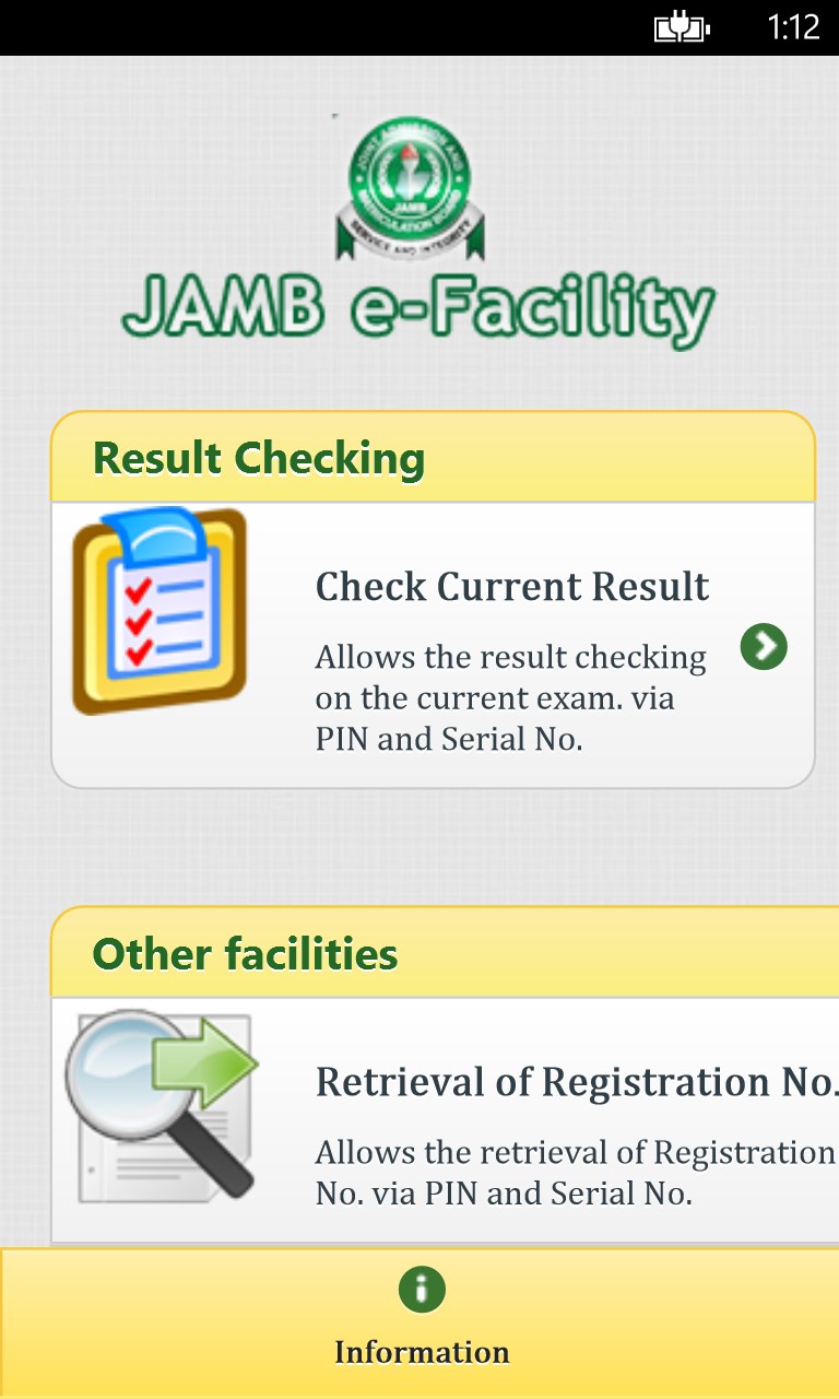 JAMB Mobile Services for Windows 10 Mobile