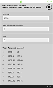 Yearly Interest Schedule Calculator screenshot 1