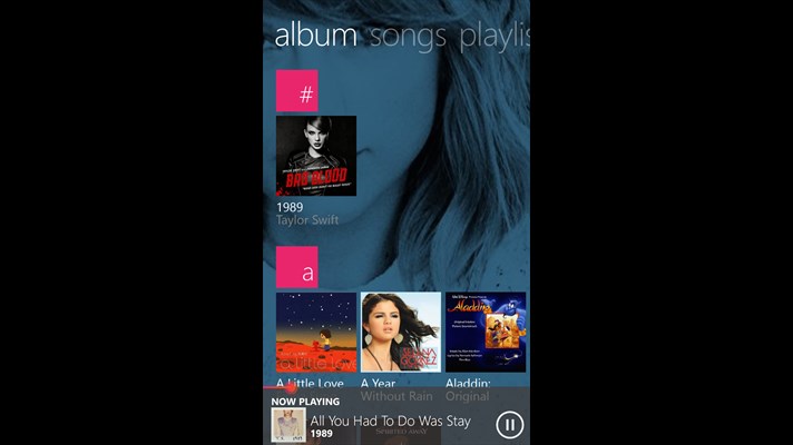 Screenshot: All albums screen