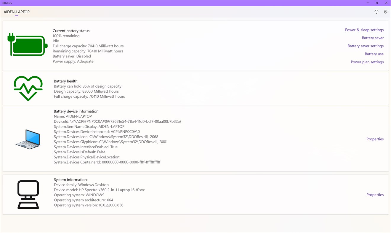 #5. QBattery (Windows) Által: Quinn's Computing