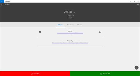 EtherWallet for Windows 10 Screenshot