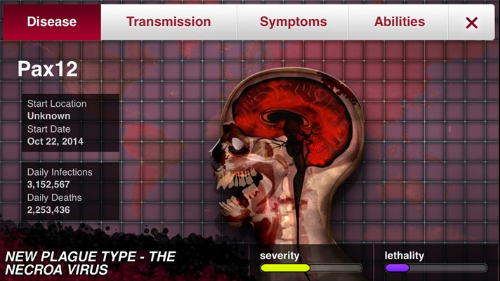Screenshot: New Plague Type - the Necroa Virus