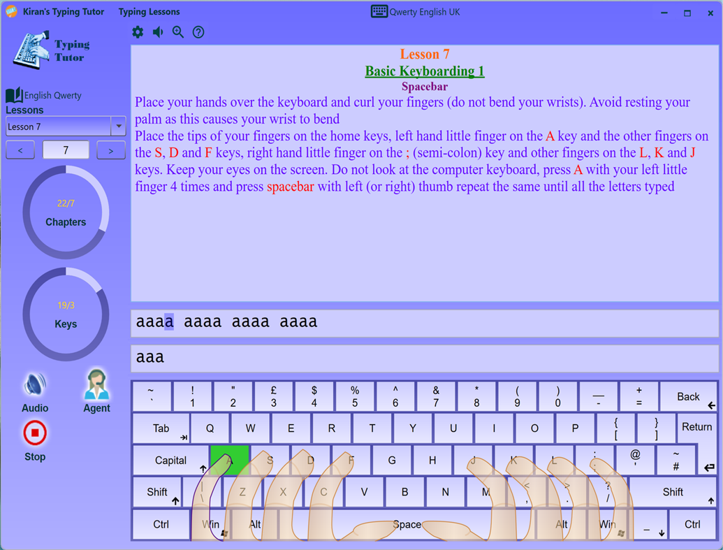 #3. Kiran's Typing Tutor (Windows) Por: Kiran Software Ltd