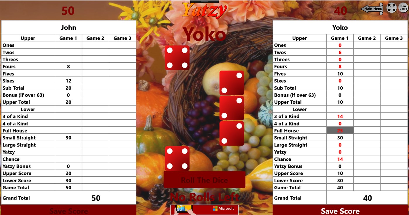 #4. Yatzy Multi-Game Edition (Xbox) By: Site Sculptors