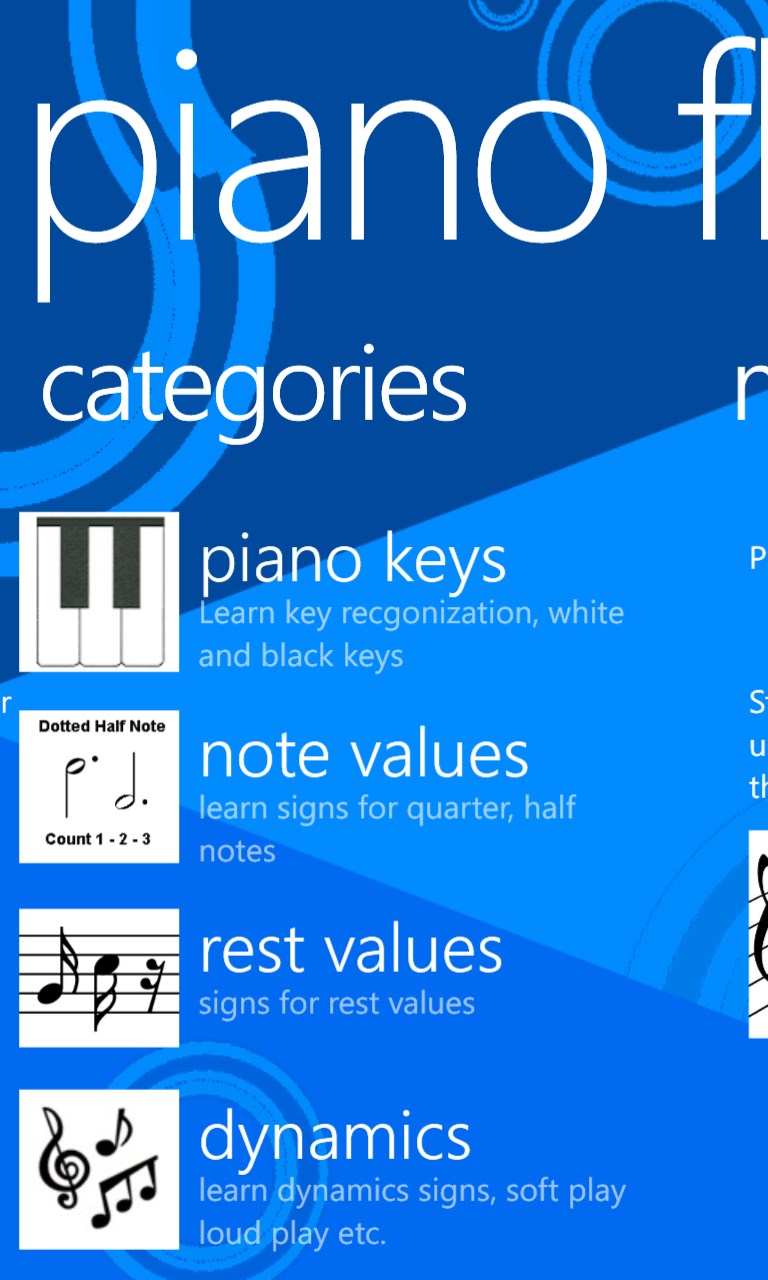 piano flashcards for Windows 10 Mobile