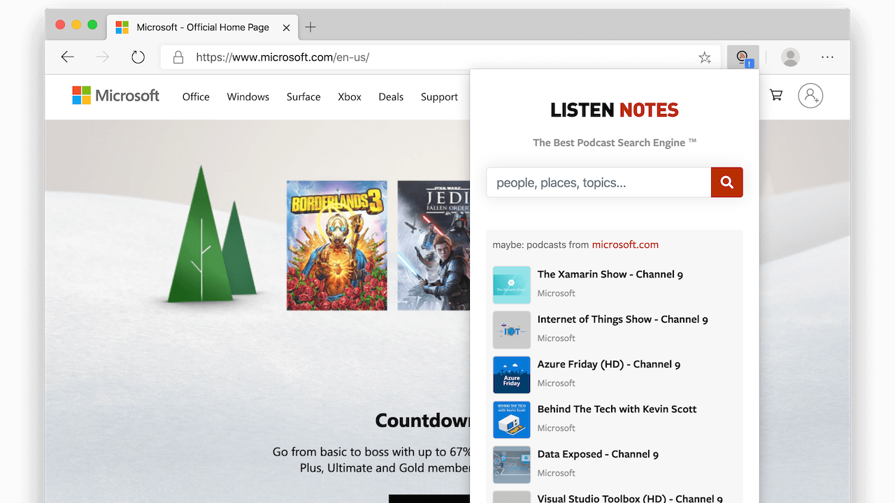 Listen Notes for Edge - podcast search