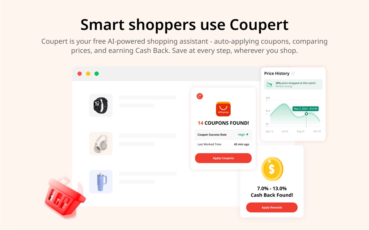 Coupert - Automatic Coupon Finder & Cashback