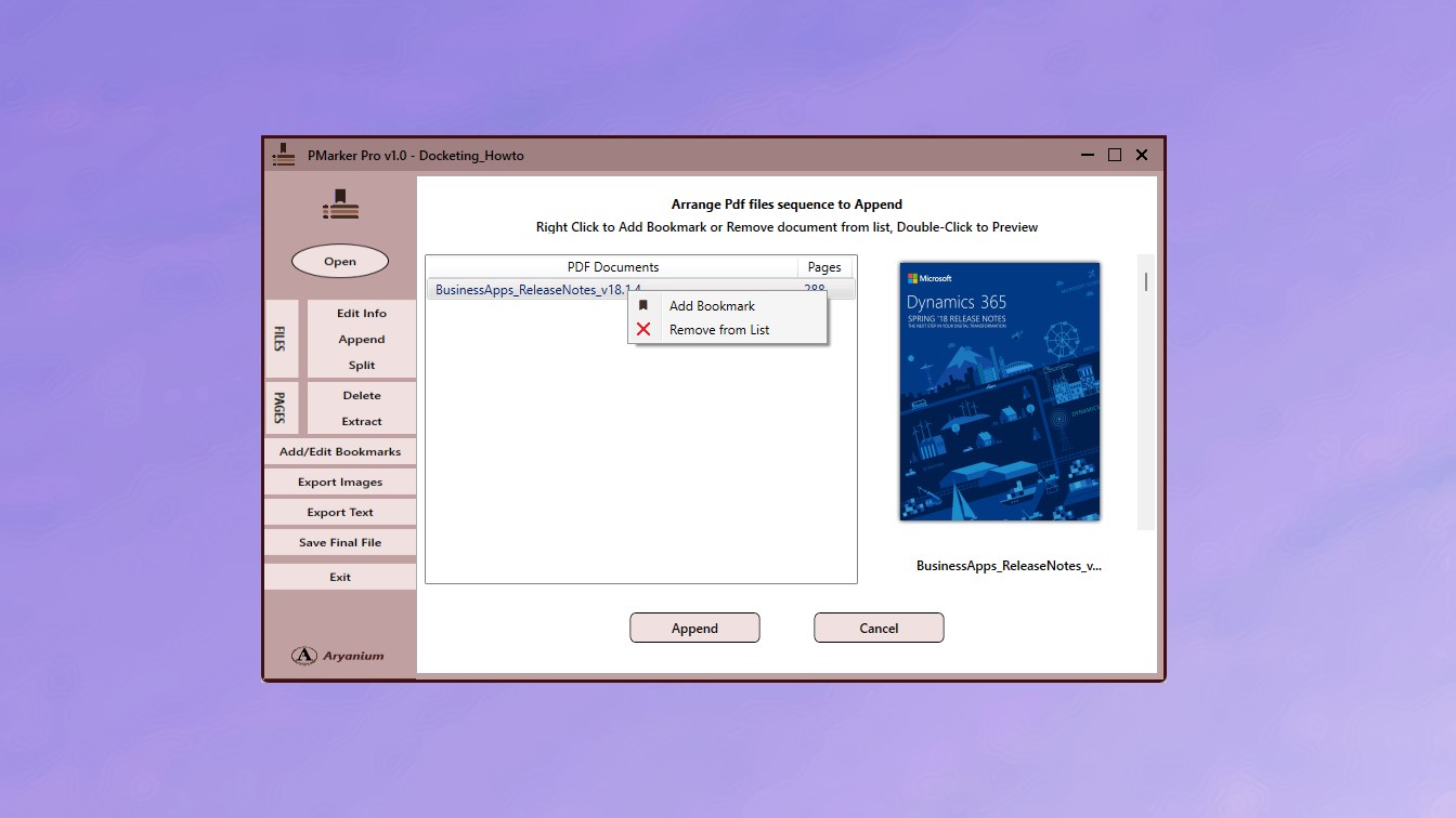 PMarker Pro on Windows showing a PDF bookmark outline being edited, with entries renamed to form a navigable table of contents.