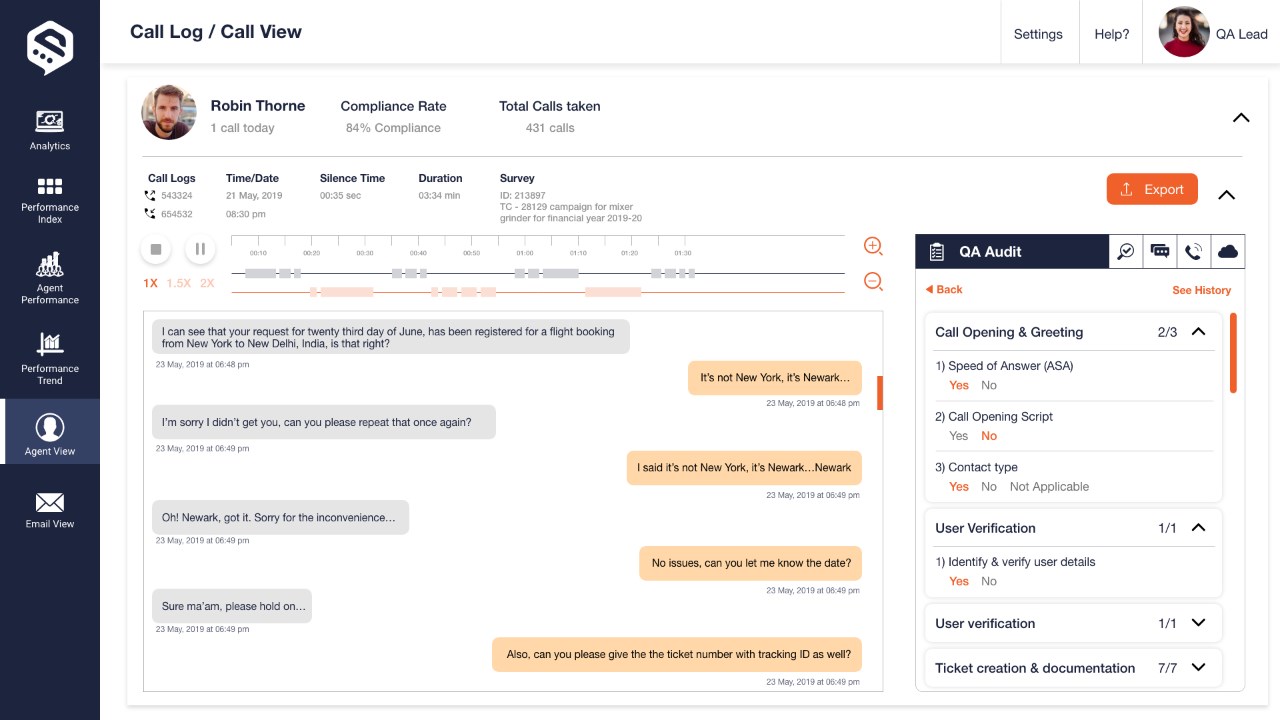 Snapshot 3 of Sayint Contact Center Intelligence
