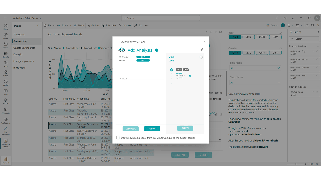 Snapshot 4 of Write-Back for Power BI