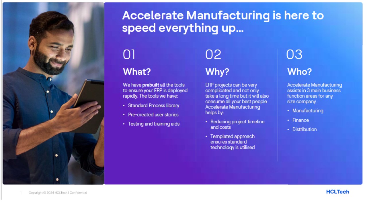 Snapshot 1 of Accelerate Manufacturing Overview