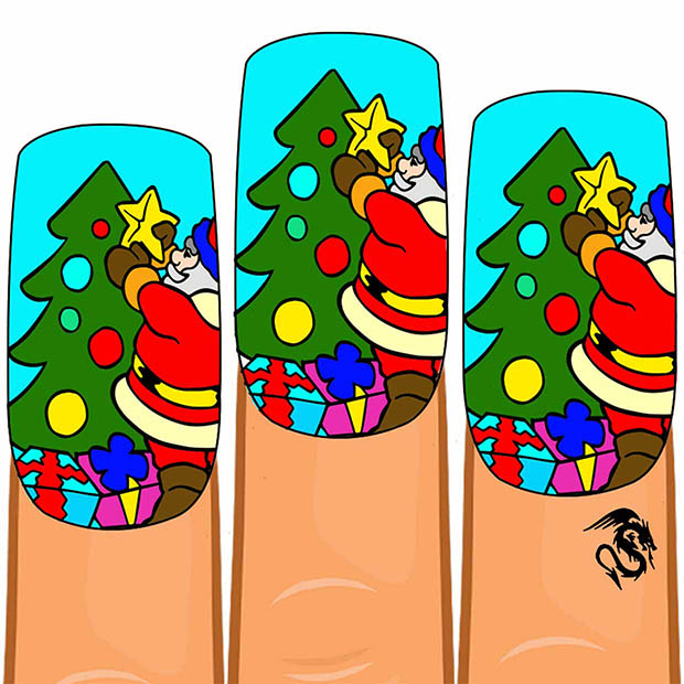 Christmas Nails Color By Number - Girls Coloring Book