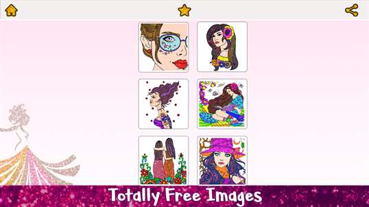 Girls Glitter Color By Number - Girls Coloring Book screenshot 1