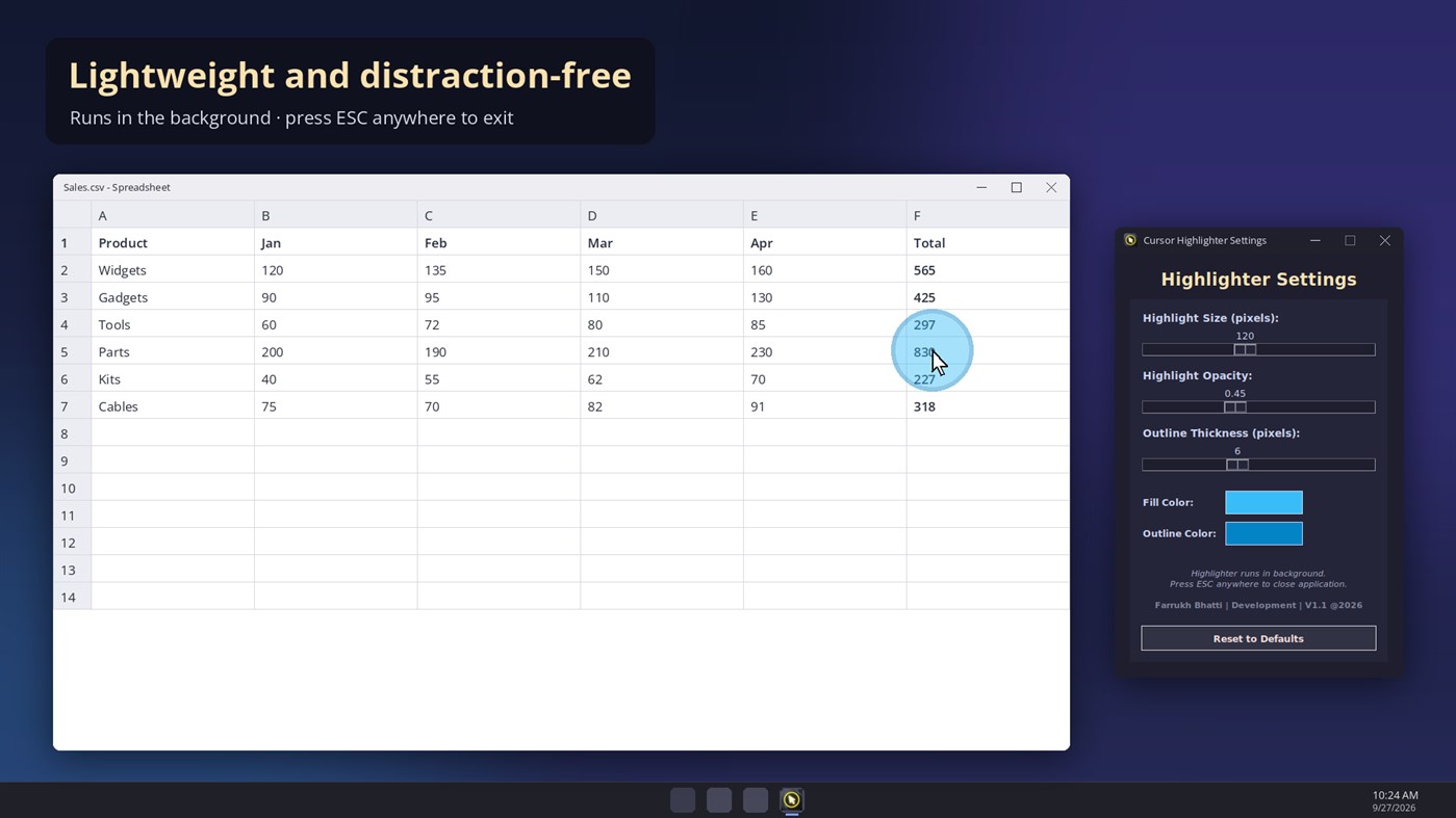 #5. Highlight cursor (Windows) โดย: FB_Tools