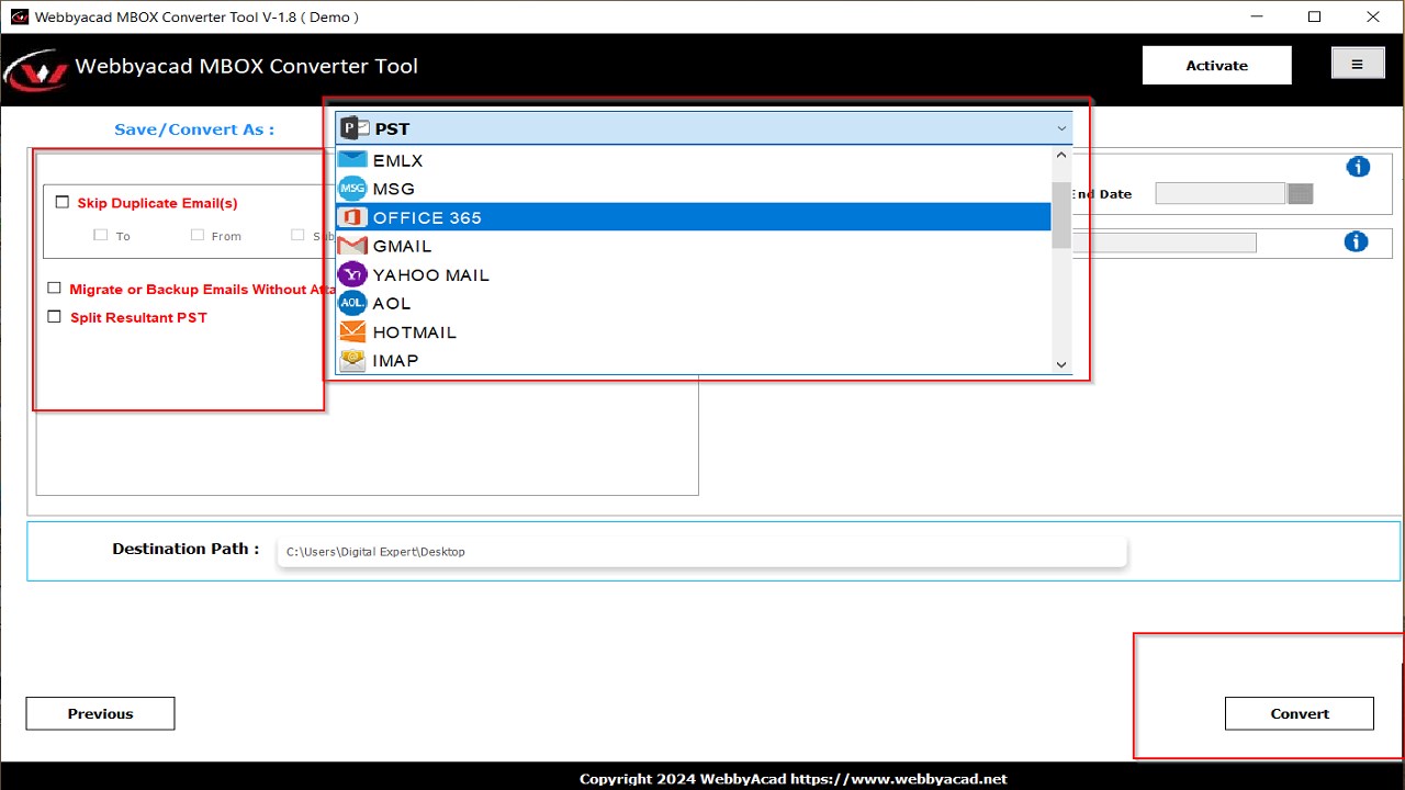 Snapshot 3 of WebbyAcad MBOX Tool