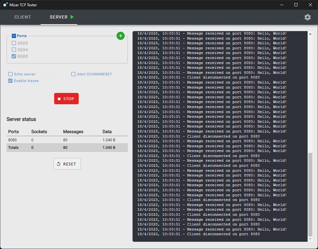 Mizar TCP tester — Приложения Майкрософт