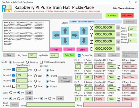 Pulse Train Hat Buffer Pick & Place Example screenshot 1