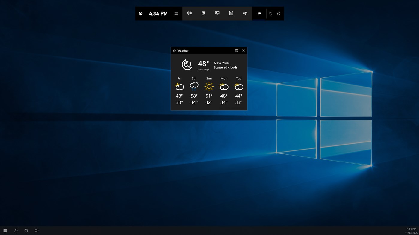 #1. Weather for Game Bar (Windows) By: Chan Software Solutions