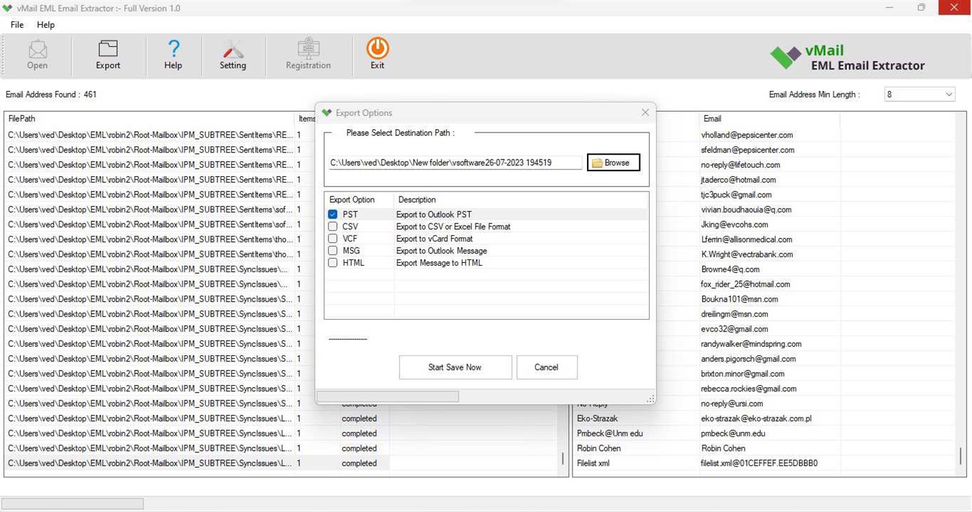 #5. EML Email Extractor (Windows) De: VSOFTWARE