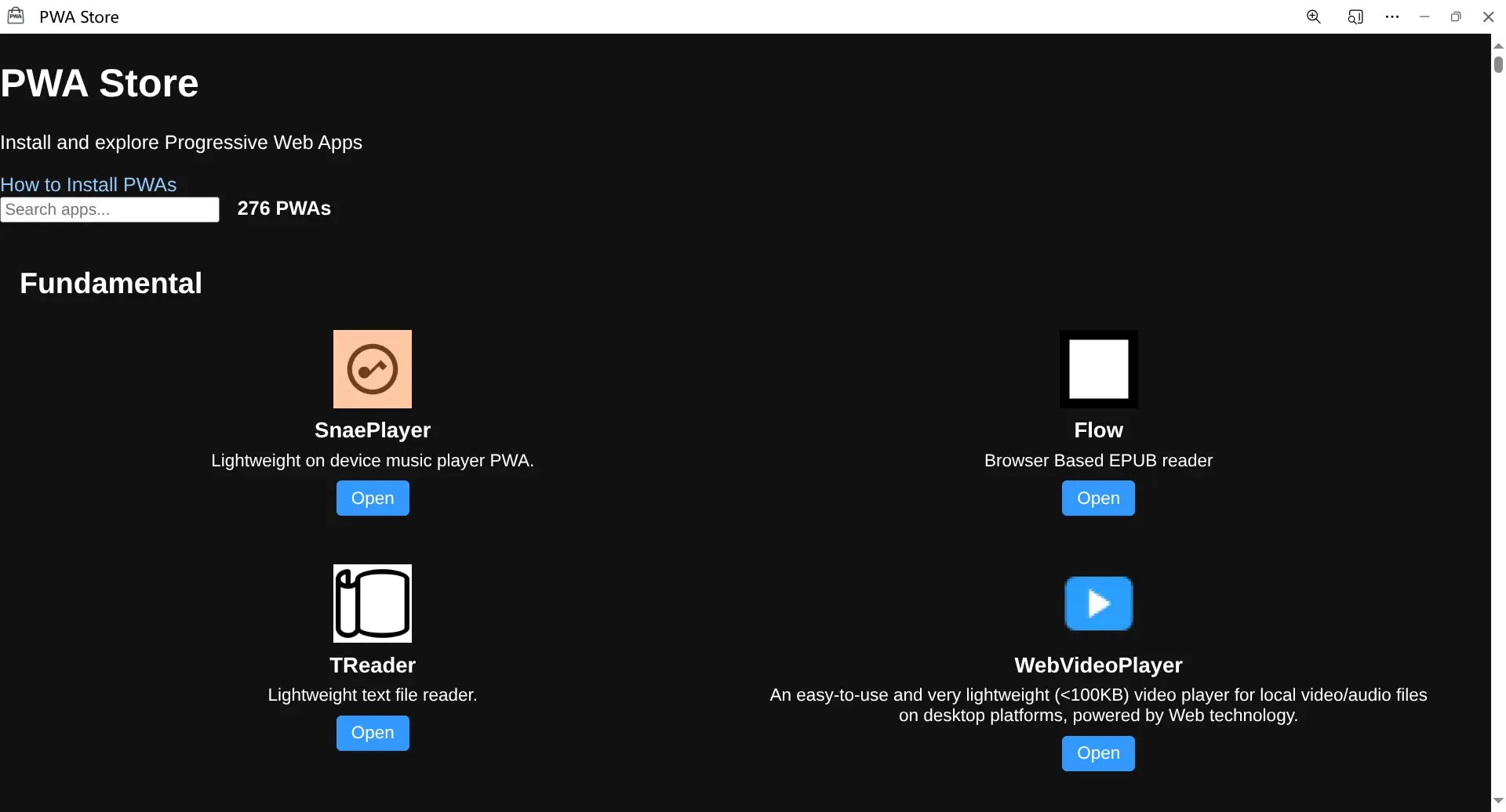 PWA Store screenshot