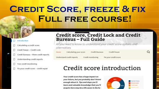 Credit score, Credit freeze and Bureaus (transunion, equifax or experian) Full Guide screenshot 1
