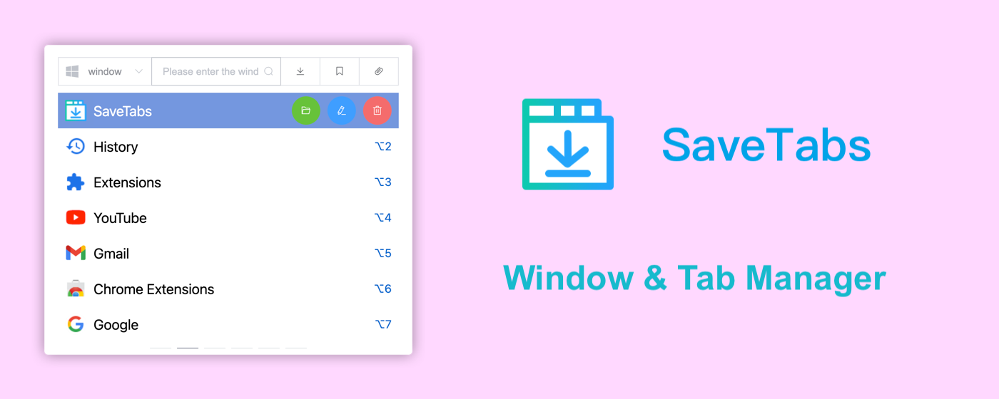SaveTabs - Window & Tab Manager promo image