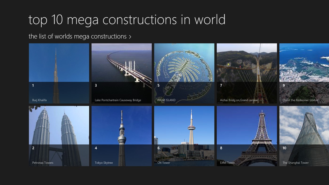 #1. top 10 mega constructions in world (Windows) De: SATHISH SRIRAM