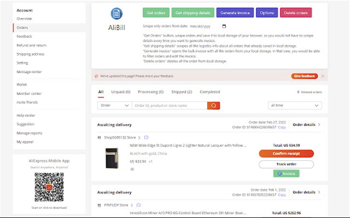 Aliexpress Free invoice - AliBill