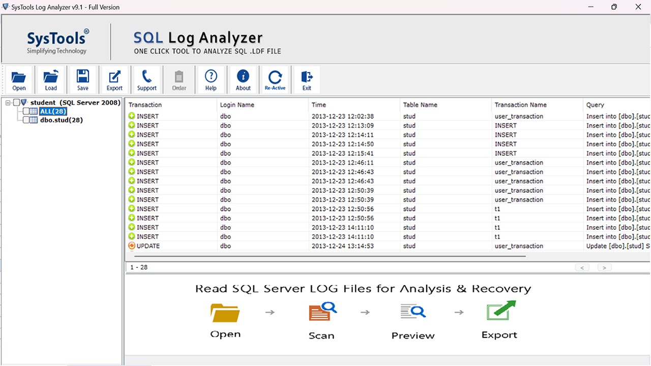 Snapshot 3 of SysTools SQL Log Analyzer