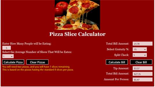Pizza Calculator screenshot 2