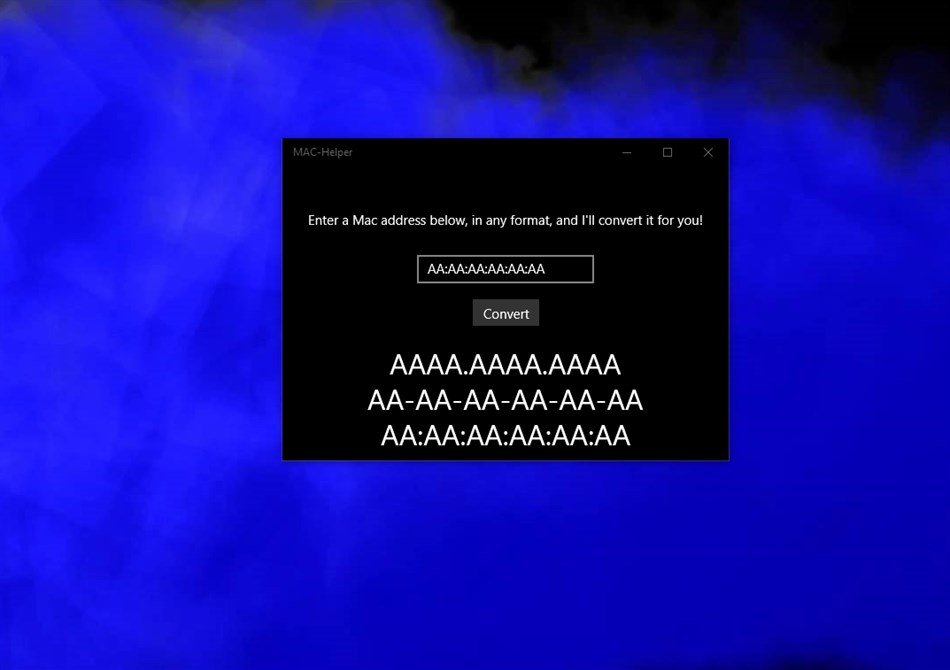 MAC-Address-Format (Windows) 由: Glow in the Dark Software