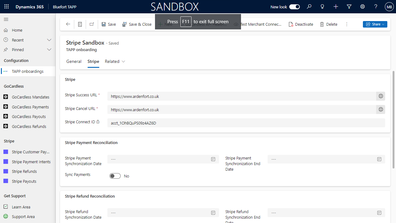 Snapshot 3 of Stripe for Dynamics 365 Sales - TAPP