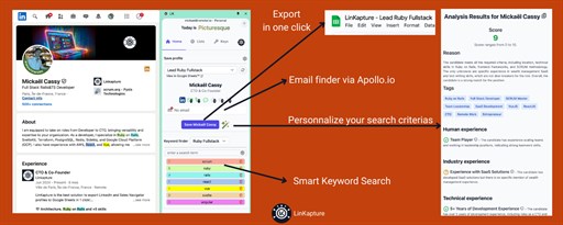 LinKapture - LinkedIn Exports & AI Analyzer for Recruiters and Sales marquee promo image